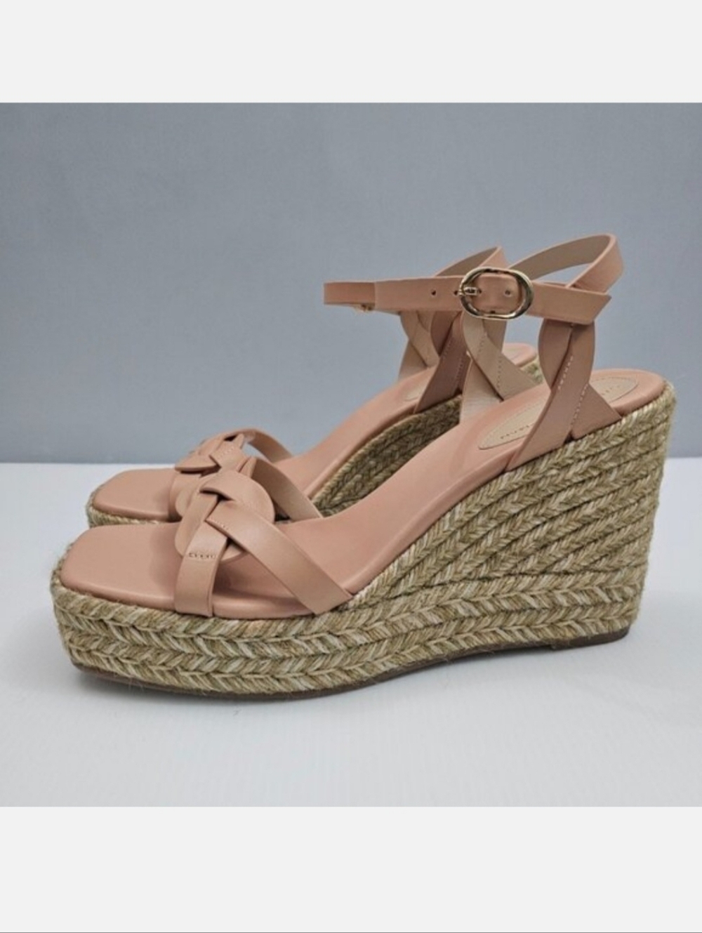 Stuart Weitzman Braida Max Espadrille Wedge Sandal Womens 9.5 Tan Leather Summer